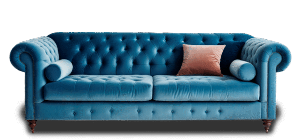 Blue Camelback Sofa