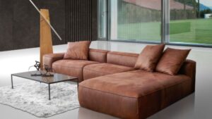 Brown L-Shaped Sofas